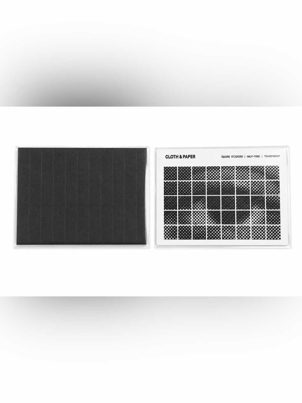 Cloth & Paper Transparent Square Stickers Half‎ Tone and Black Squares